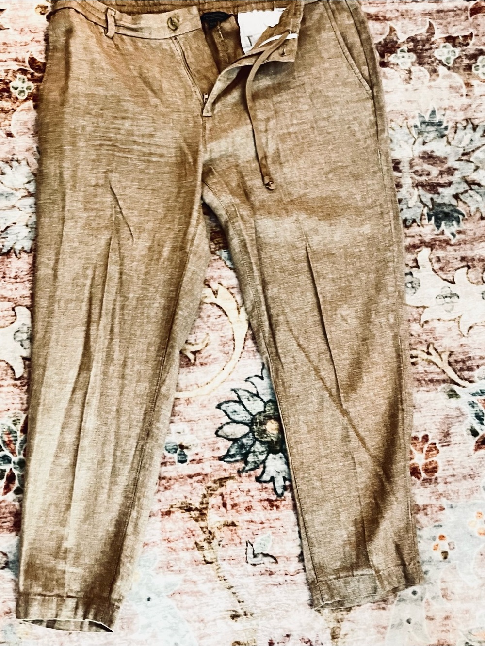 Banana Republic Taupe Drawstring Linen-Blend Chinos